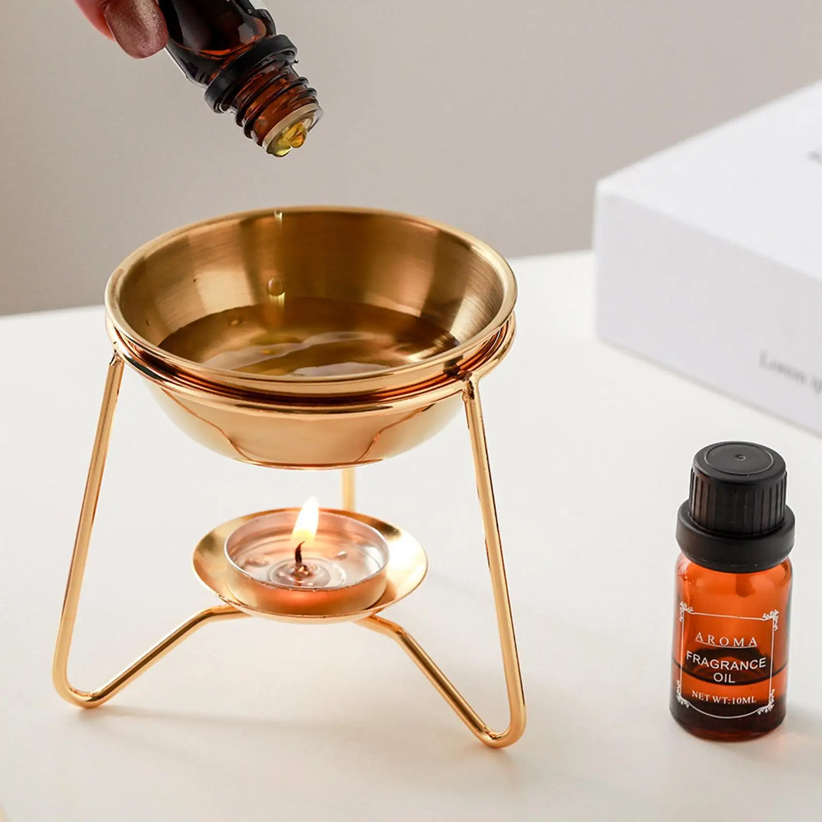 Aroma Burner Versatile Stainless Steel Incense Holder Scented Wax Melting Diffuser for Bedroom Office Holiday Use