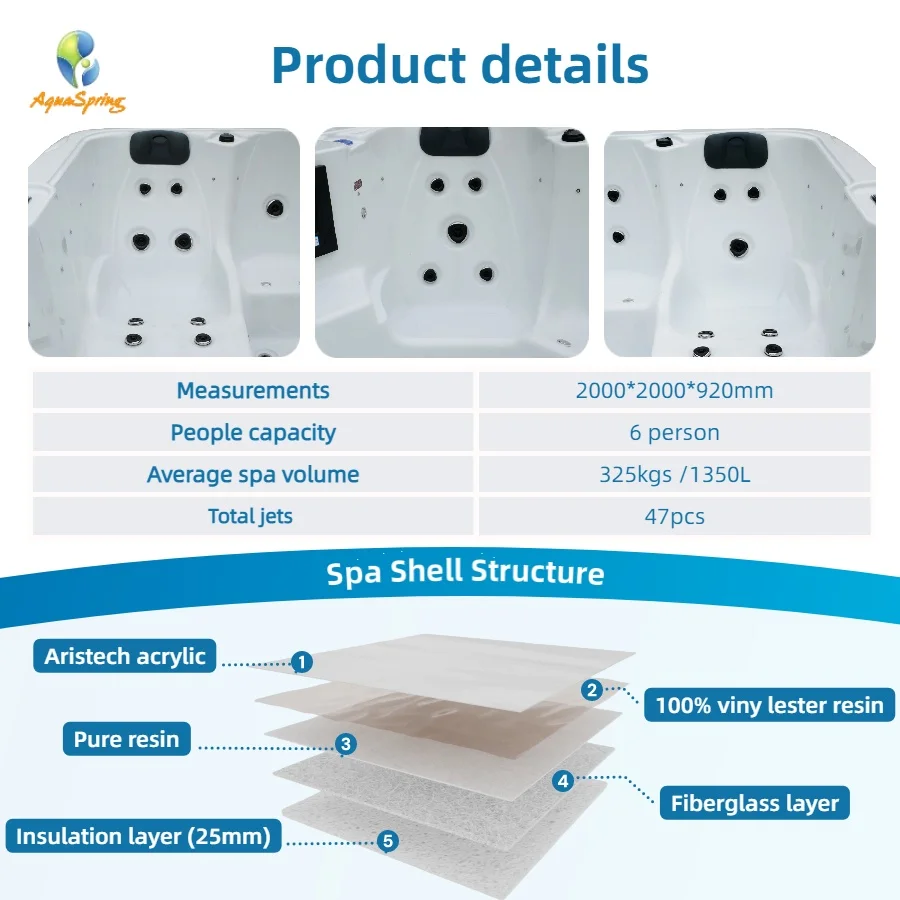 Hot Sale Outdoor Freestanding Hot Tub Spa Tubs Jacuzzier Outside  Whirlpool Tub with  Control System