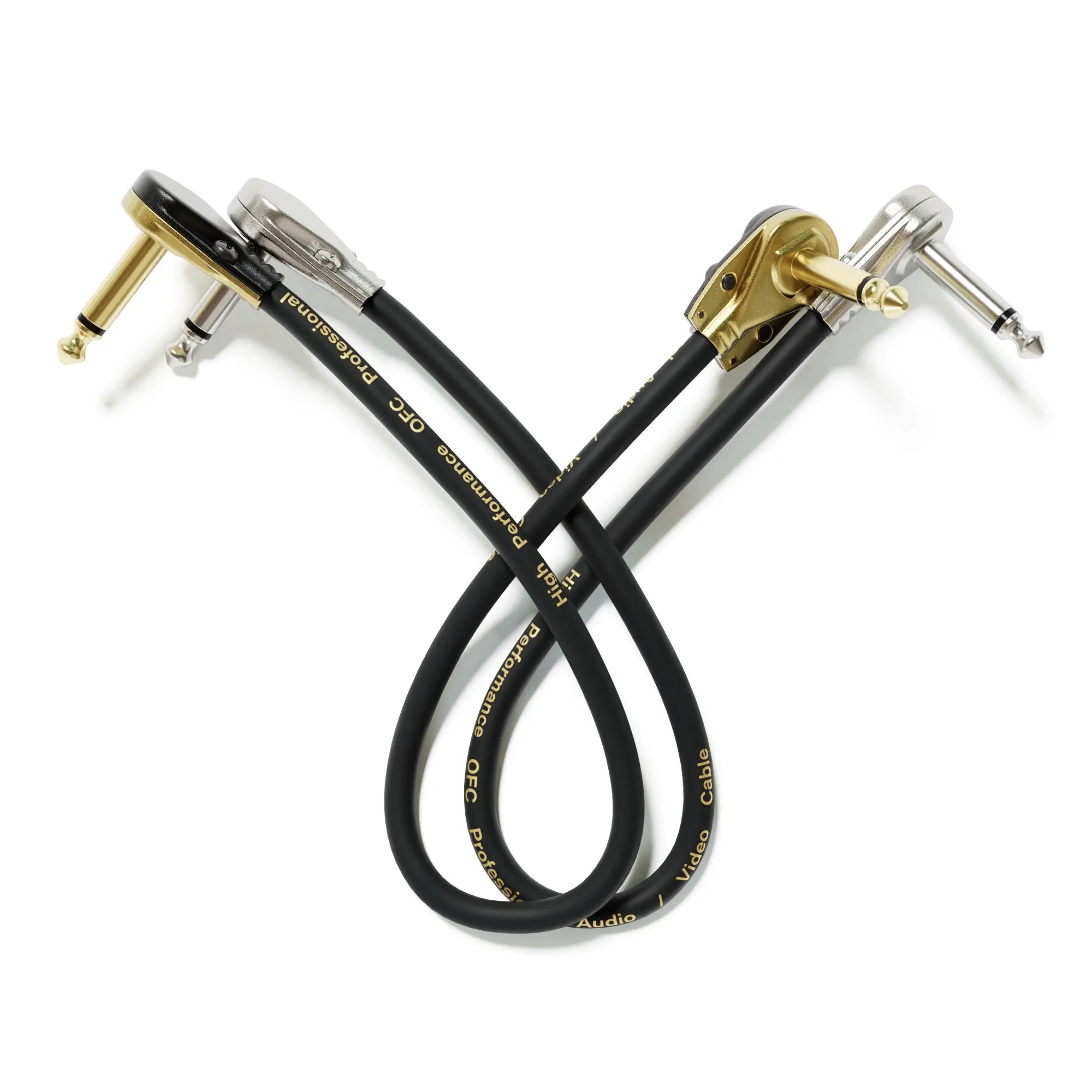 ExcelValley - Pancake Flat Low profile Guitar Pedal Effect Mono Patch Cables Leads - TS 6.35mm 1/4