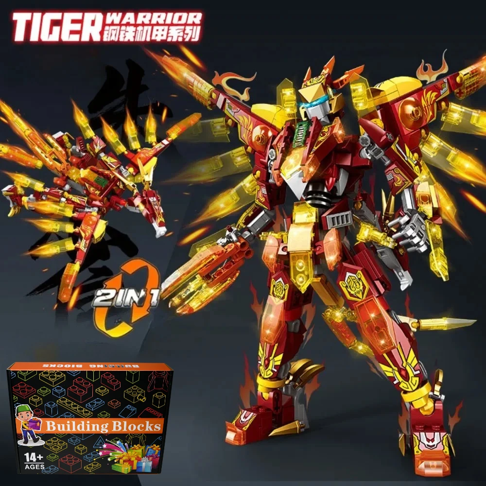 

2 in 1 Green Dragon Transforming Robot Building Blocks MOC Animal Assembly Model Bricks DIY Ornaments Toys Boys Birthday Gift