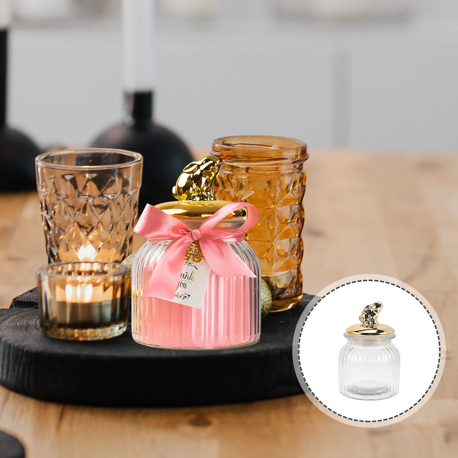 

Bunny Ear Glass Jar Airtight Sealed Container Multi Use Storage Canister for Candy Cookies Loose Leaf Tea Home Decor Snack Jars