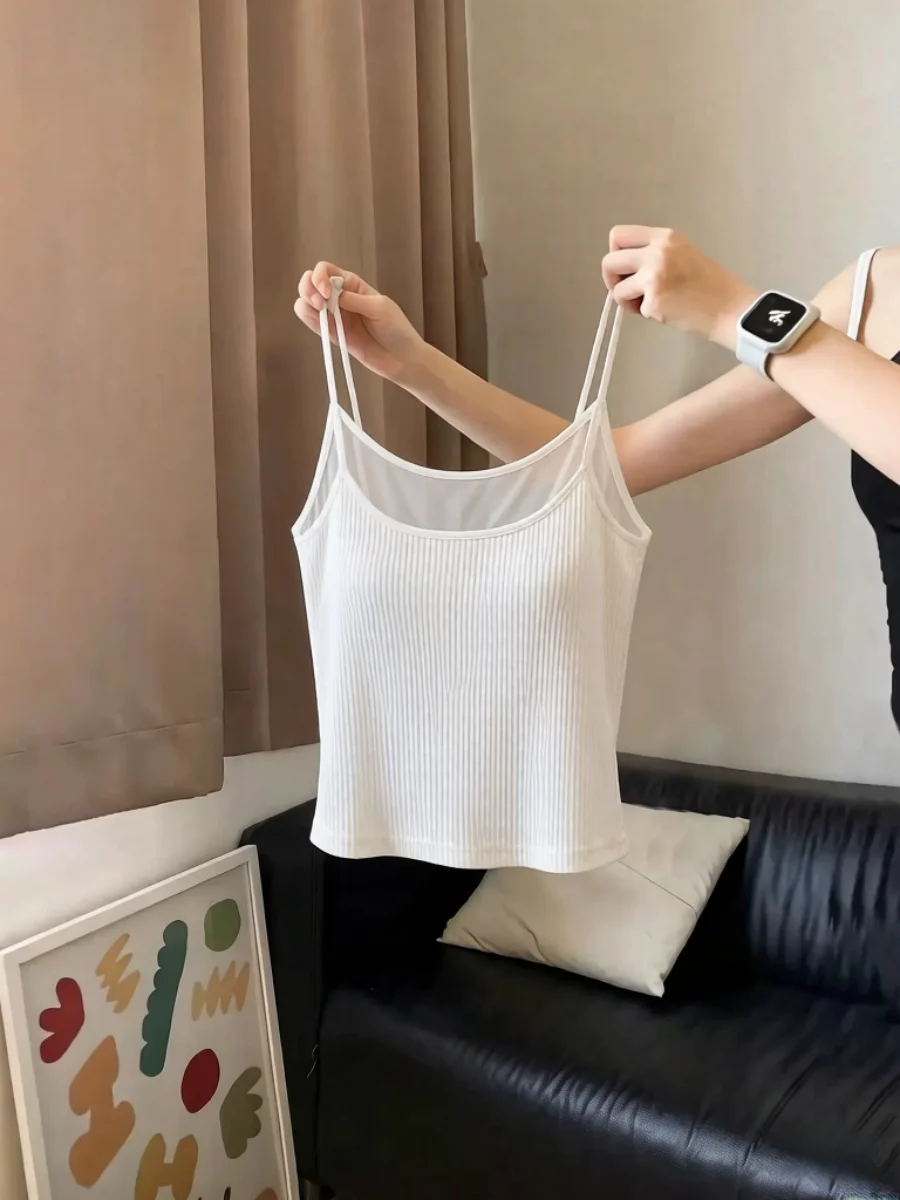 Women's 95 Cotton Strap Vest Sleeveless Slim Fit Base Layer Top Summer New Style Big Size Fat MM No Sleeve Inner Wear Outer Wear