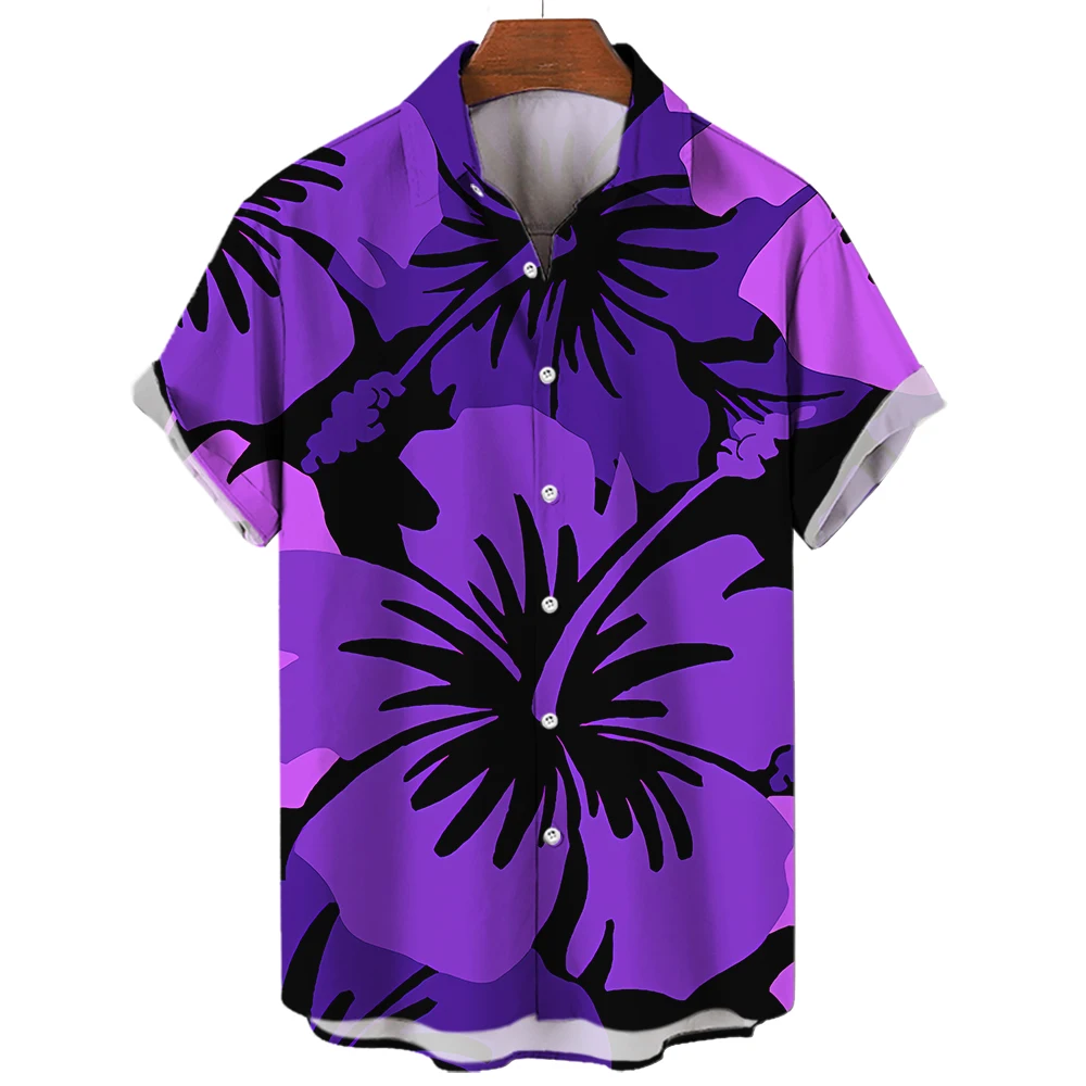 Summer Seaside Shirt For Men Women With Plant Palm Tree Pattern Print Design Short Sleeve Fashion Shirt Button Up Versatile Top