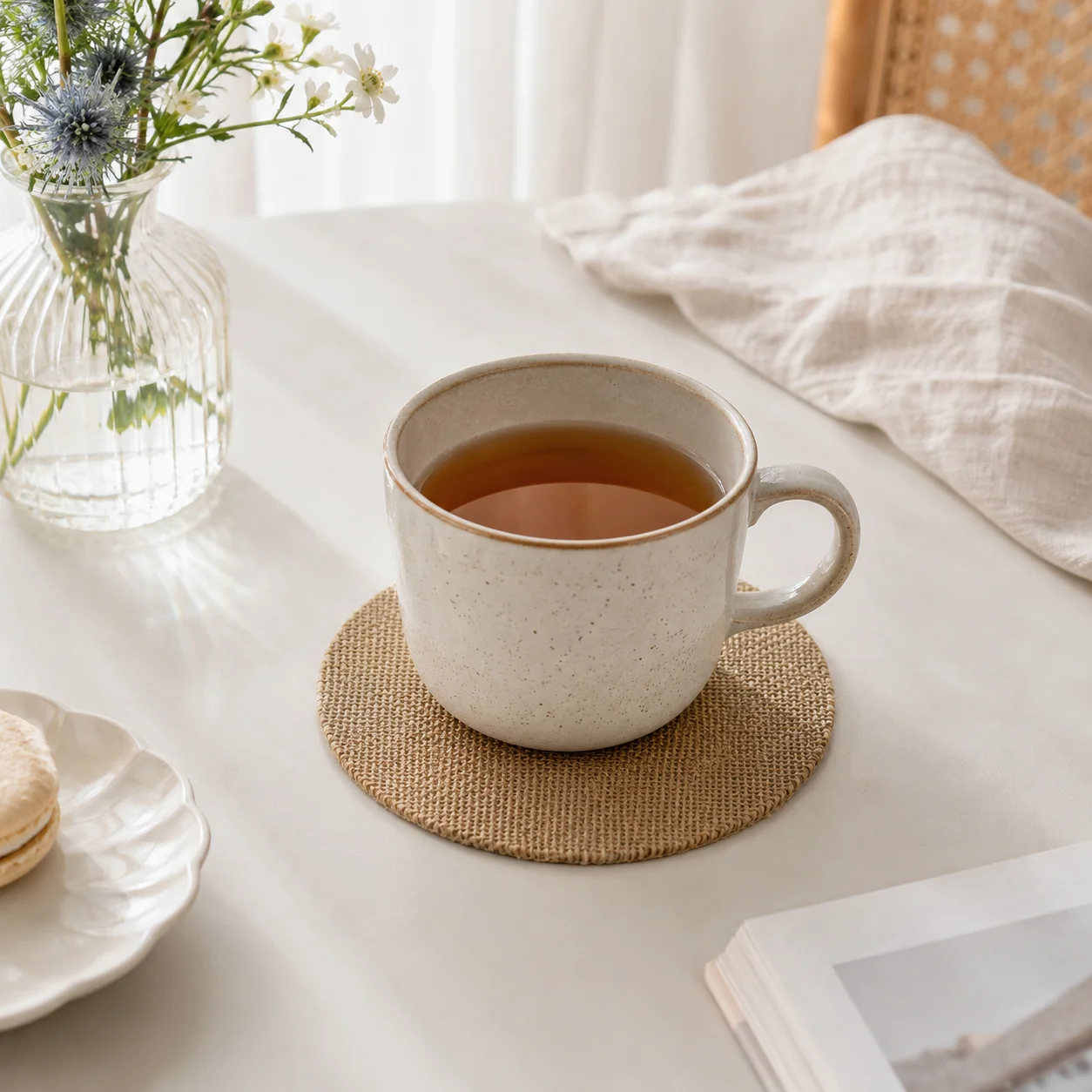 10/20pcs round jute coasters increase in size by 5.9in inches, which is suitable for home coffee cup coasters