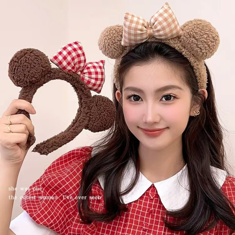 Cute Bow, Bear Ears, Plush Hair Hoops Hair Clip, Cartoon Brown Headband, Hair Accessories