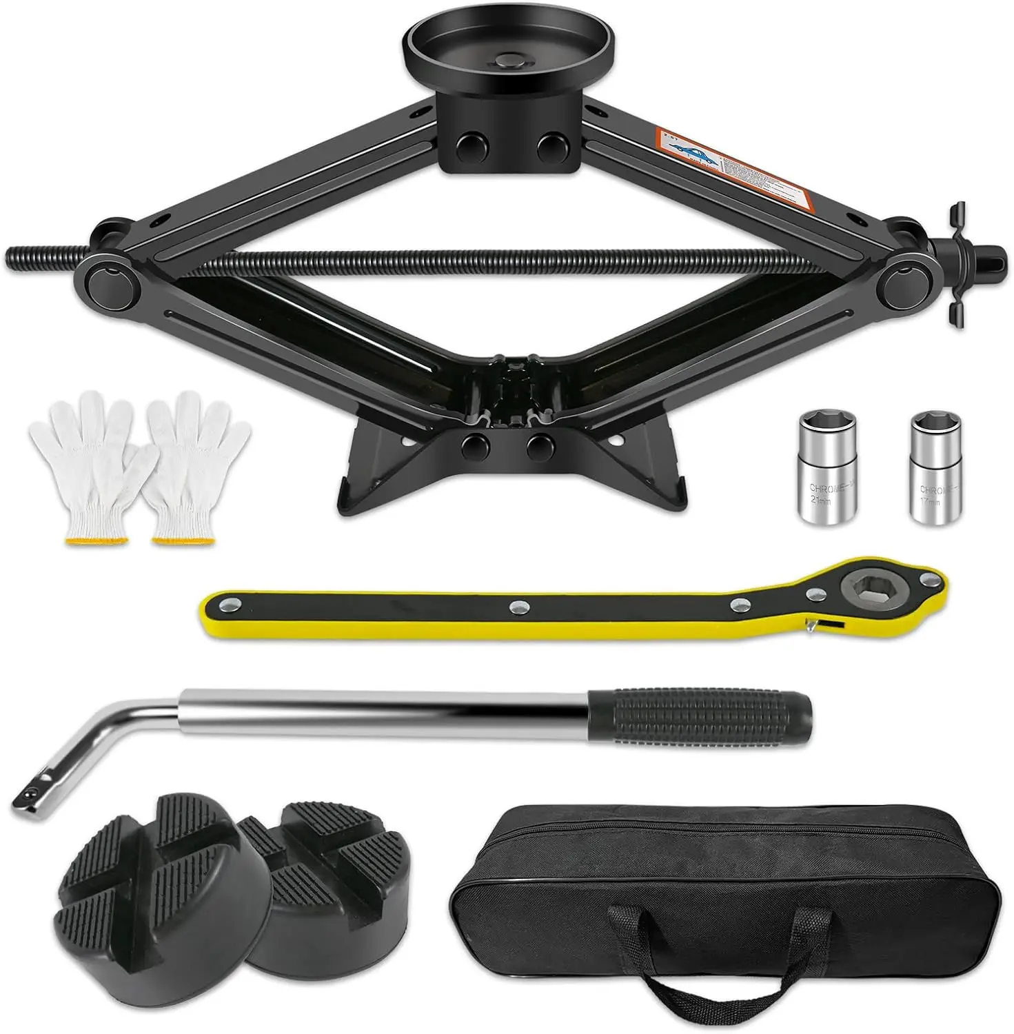 

2.5 Ton Car Jack Kit with Rubber Pad and Tire Changing Tools for SUVs, MPVs, Sedans