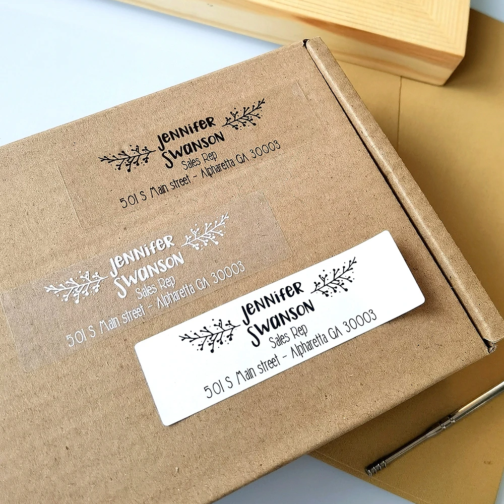 48pcs 20X70mm Address Sticker Customized Name Stickers Customization Address Stickers Cartoon Notification Letter Logo