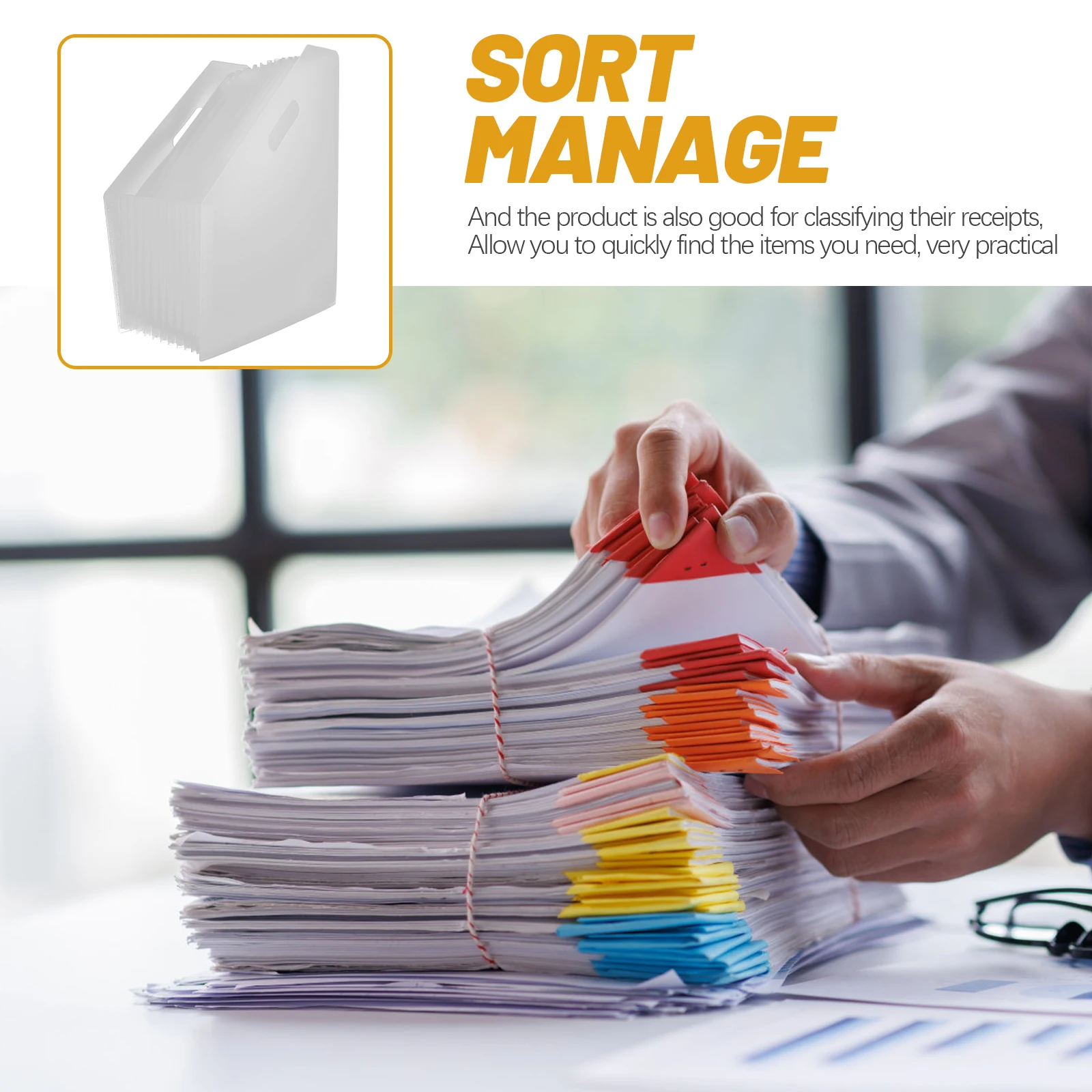 

A4 Large Capacity File Folder Storage Rack Portable Accordion Organizer White Expandable Desktop Paper Holder Receipts Manager