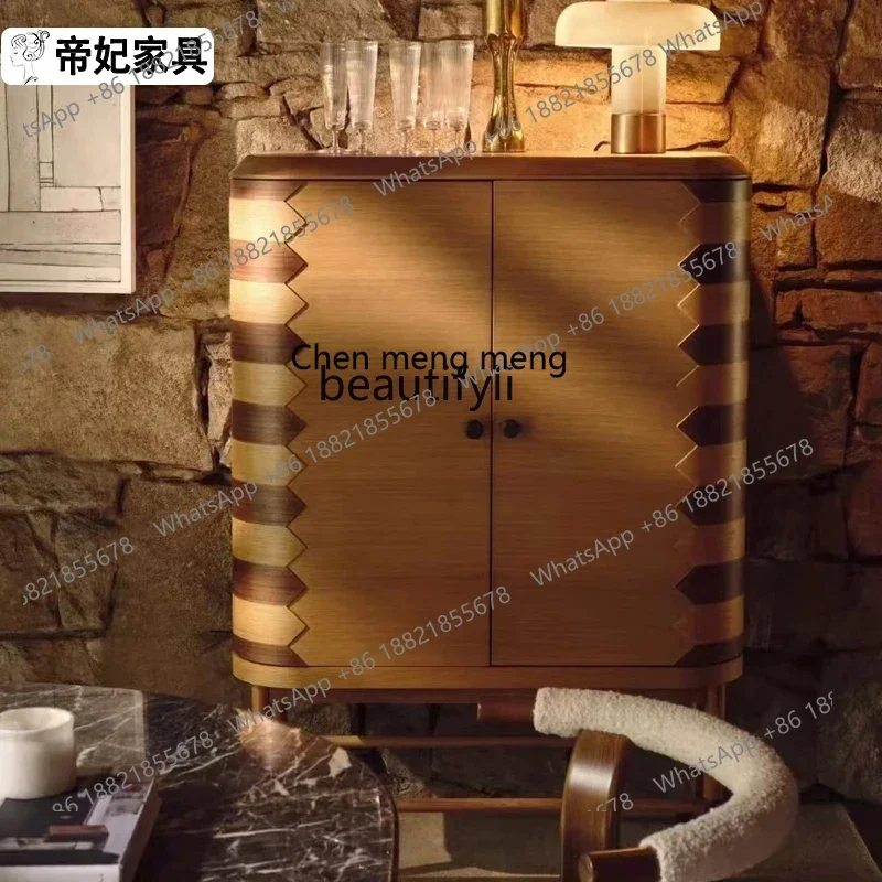 New arrive Nordic Mid-Century Style Solid Wood Wine Cabinet Modern Minimalist Sideboard Designer Model Room Creative Art Vintage