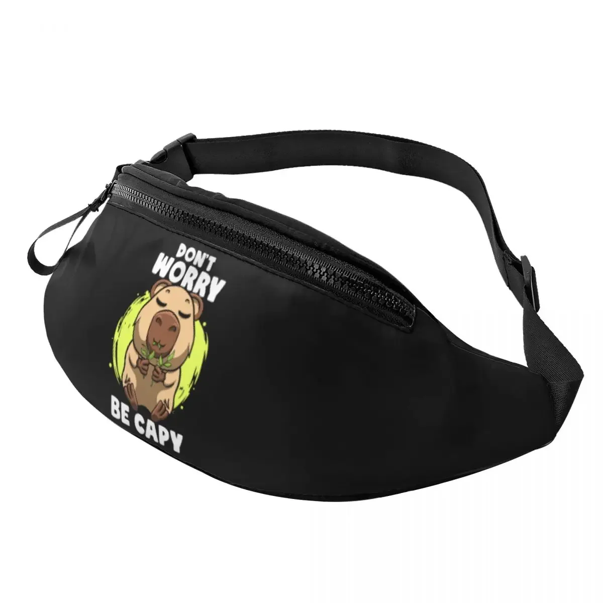 

Fashion Funny Capybara Face Fanny Pack Men Women Don't Worry Be Capy Crossbody Waist Bag for Travel Cycling Phone Money Pouch