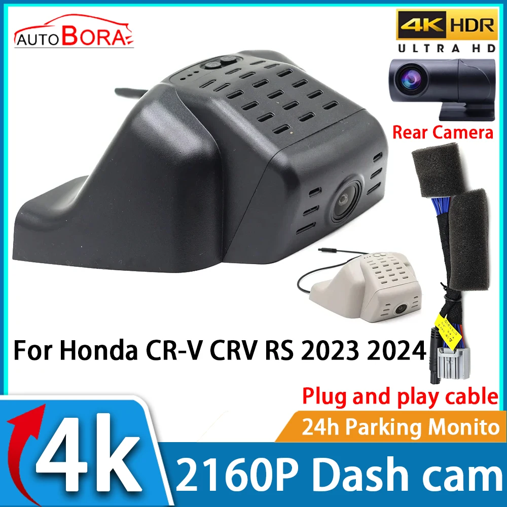 ZhuCamXเครื่องบันทึกวิดีโอรถยนต์Night Vision UHD 4K 2160P DVR Dash CamสําหรับHonda CR-V CRV RS 2023 2024