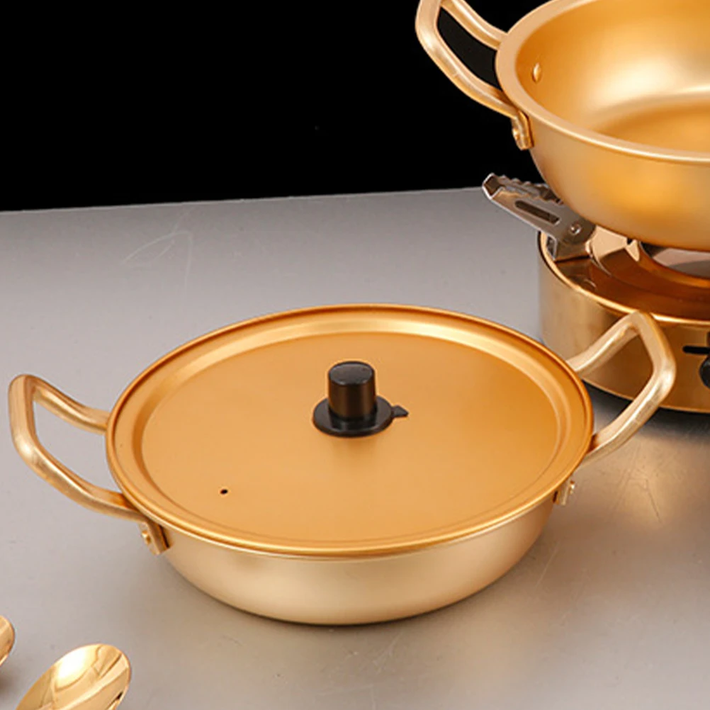 

Camping Pot Instant Ramen Cooker Outdoor Golden Aluminum Stainless Steel Noodle Bowl