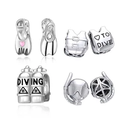 Huoonew Fit Original Pan Charm Bracelet 925 Silver Scuba Diving Shoe Helmet Dress Equipment Bead For Making Teens Berloque