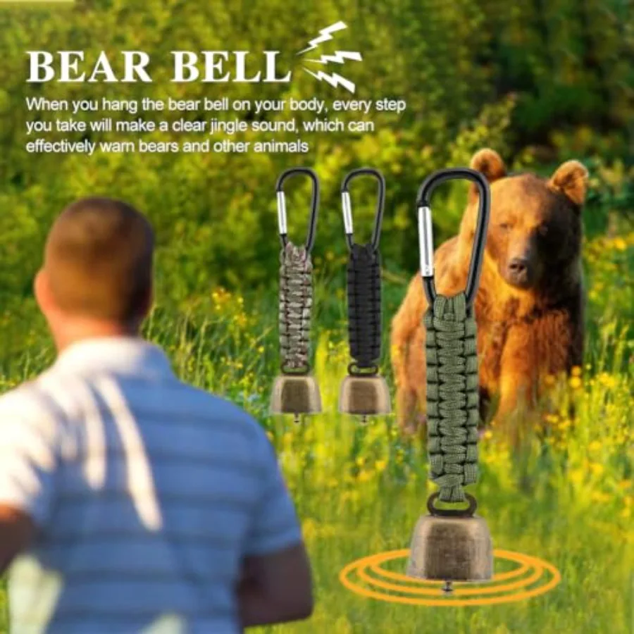 3 Buah Lonceng Beruang dengan 3 Buah Peluit Lonceng Beruang Aluminium untuk Mendaki dan Peluit Darurat untuk Mendaki Bersepeda Memancing Mendaki Gunung di Luar Ruangan