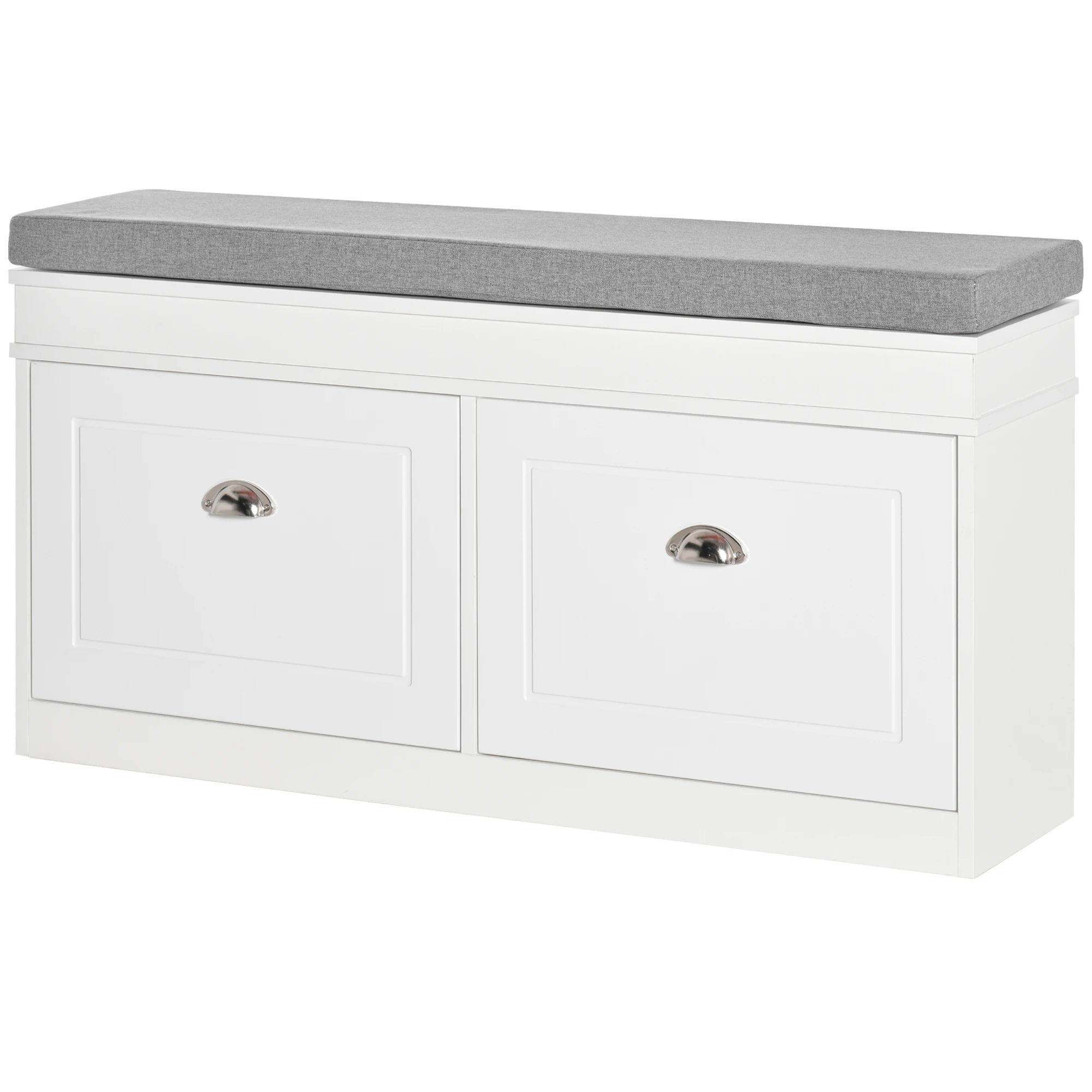 Image of Homcom Schuhbank, Aufbewahrungsbank für 8 Paar Schuhe mit 2 Schubladen, verstellbaren Regalen, 104 x 24 x 55 cm, Weiß