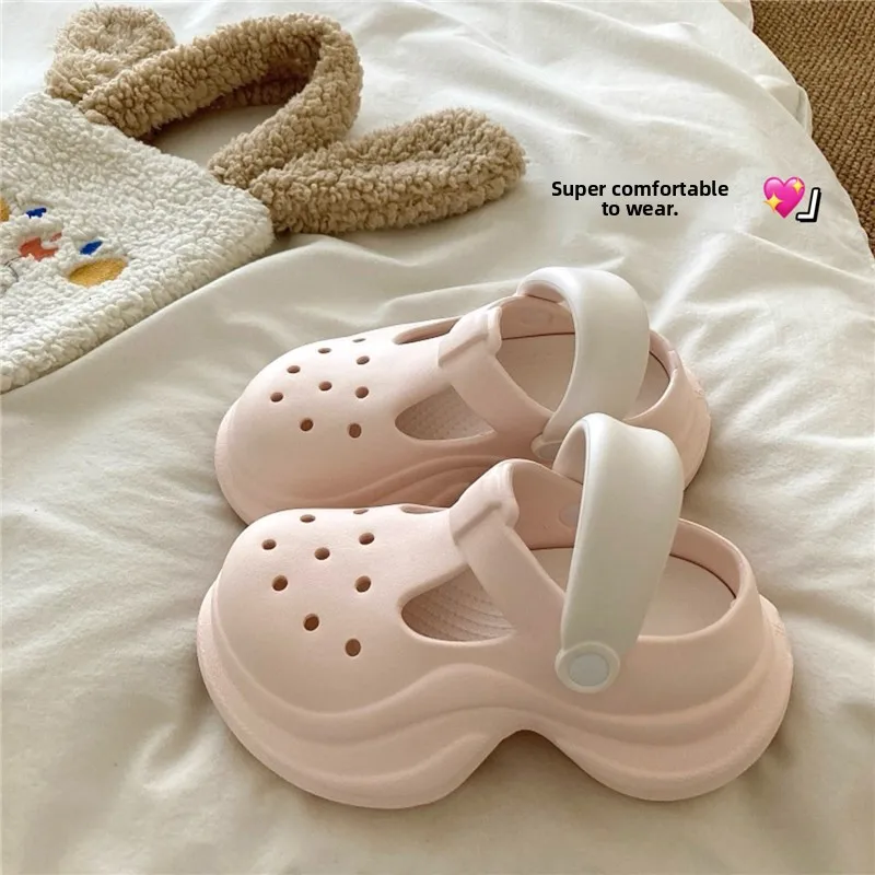 

Multicolor Thick Bottom Heightening Sandals Women's Outdoor Breathable Anti-slip Summer Slip-ons Korean Style Hollow out