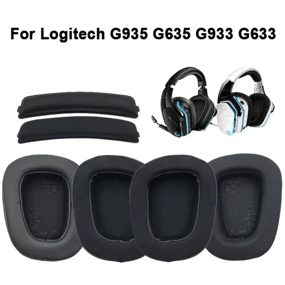 1 Pair Replacement Ear Pads Gaming Headphone Foam Sponge Ear Cushion Cover Accessories for Logitech G935 G635 G933 G633