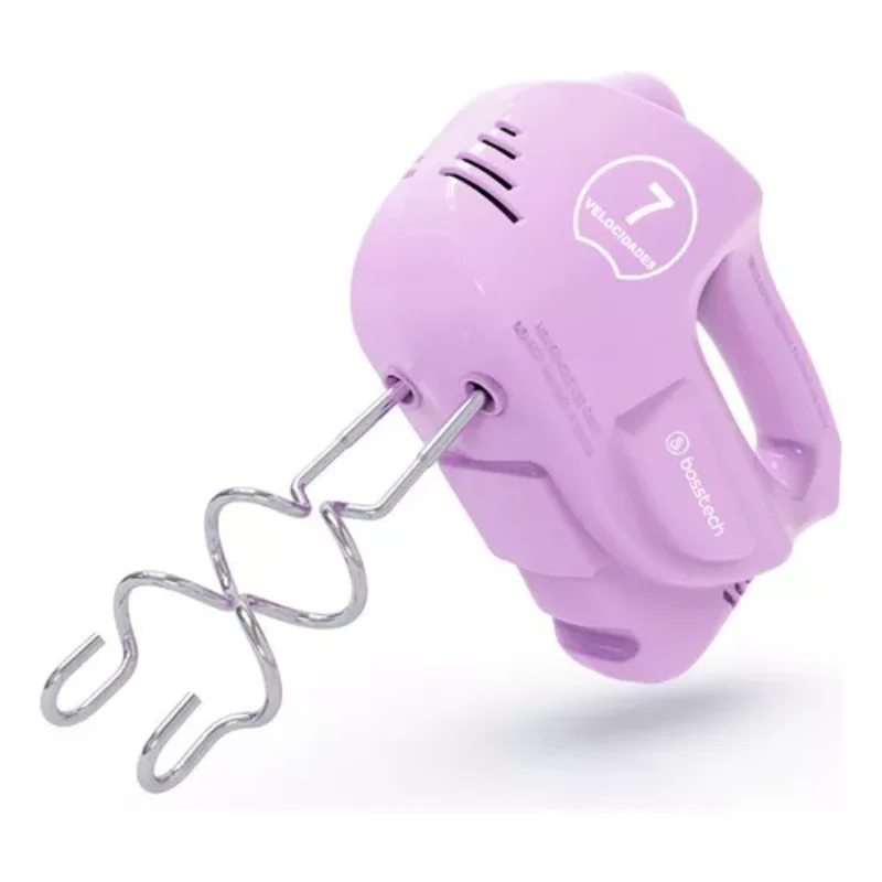 M2 7-Speed 200 Watt Pink Hand Mixer & Frother for Cooking Prep