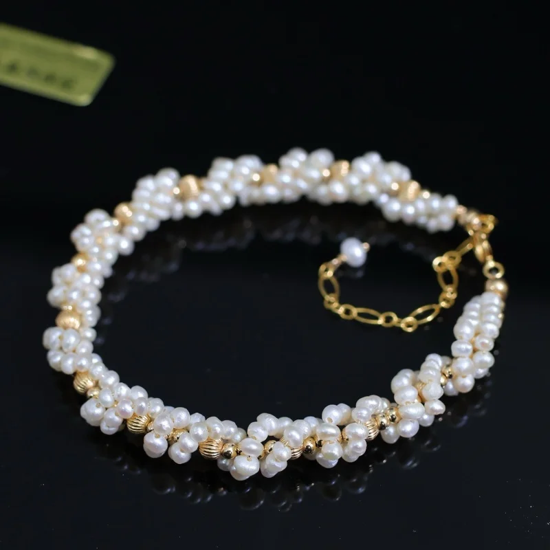 

SGARIT Natural Freshwater Pearl Bracelet 14K Filled K Gold Bracelets for Women Exquisite Gift