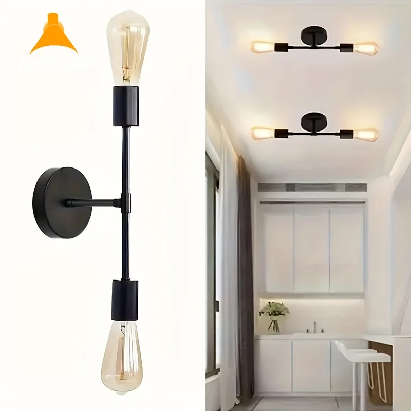 

2pcs Home Decor Retro Black Gold Ceiling Lights E26/E27 Bulb Base Wall Lamps for Living Room Bedroom Kitchen Corridor Balcony