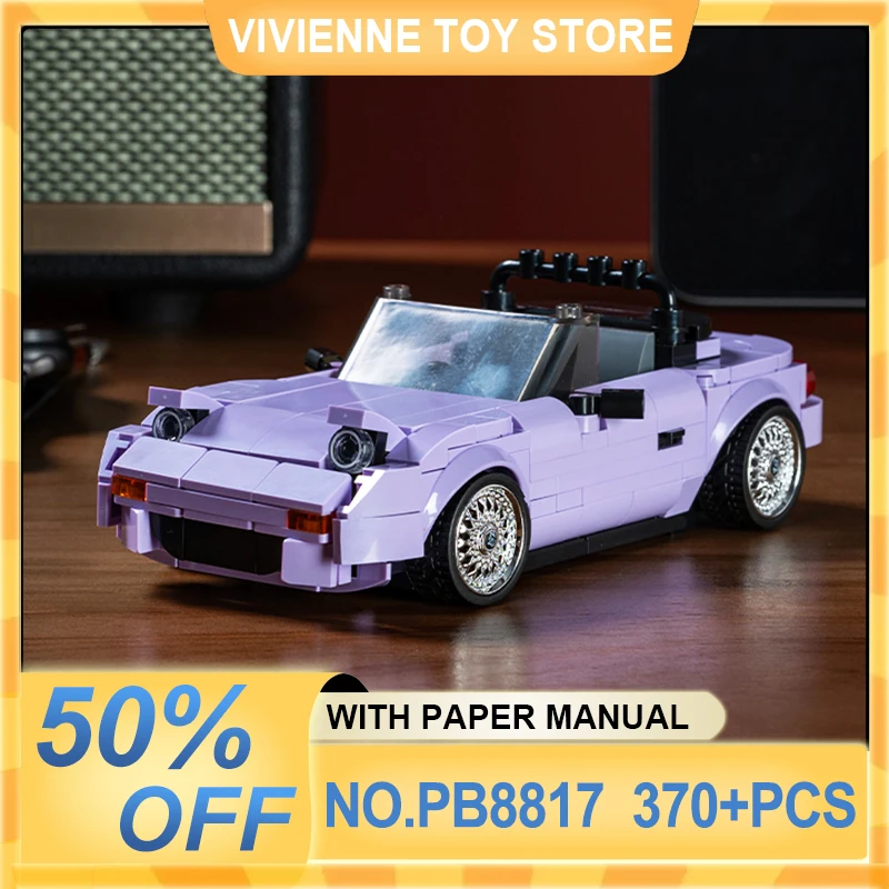 MOC Technical Speed Champion MX5 Racing Car Model PB8817 Camper Container Building Block Brick Assembly Toys Kids Christmas Gift