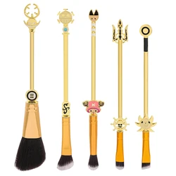 5pcs/set Anime ONE PIECE Tony Tony Chopper Cartoon Magic Wand Makeup Brush Metal Handle Cosplay Makeup Tools With Velvet Bag