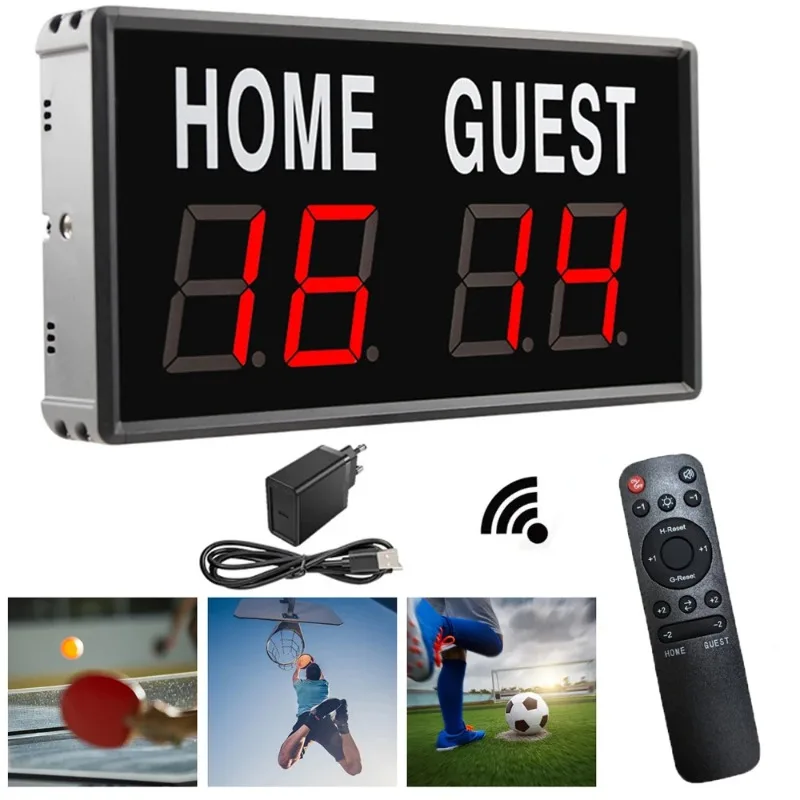4-Digit LED Electronic Scoreboard Score Keeper Clock for Cornhole Ping Pong Table Tennis Indoor Outdoor Sports Games