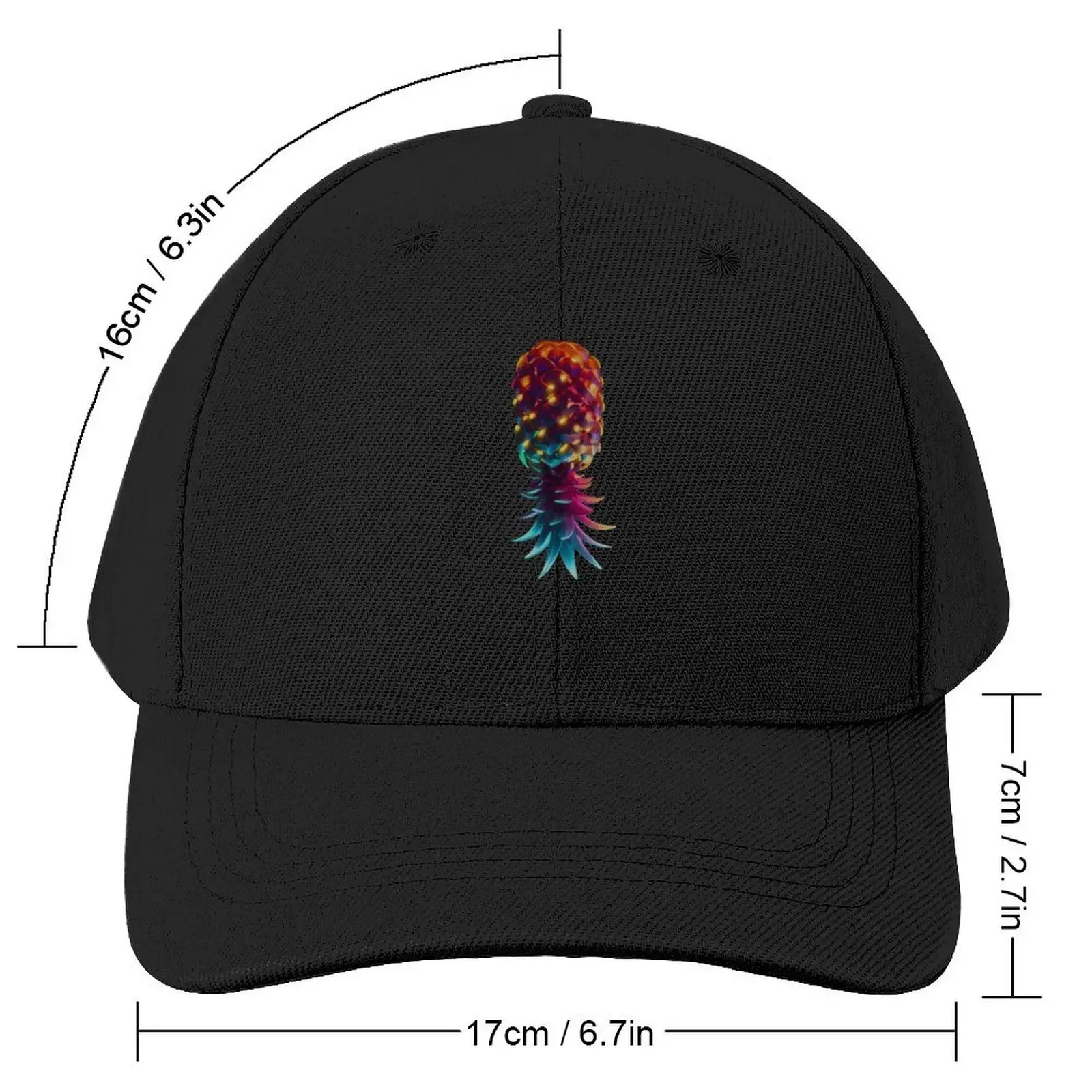 Upside Down Green & Orange Colorful Glowing Pineapple Pattern Baseball Cap sun hat Trucker Hat Men's Hats Women's