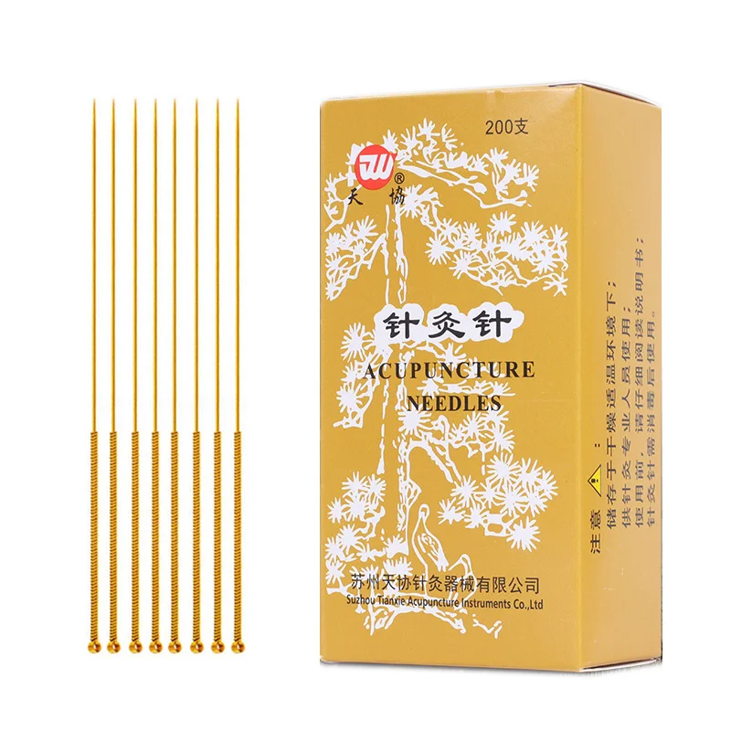 200pcs Non-Disposable Gold-plated Surface Acupuncture needle Sterilization Reusable Body Health Care Skin Beauty guasha