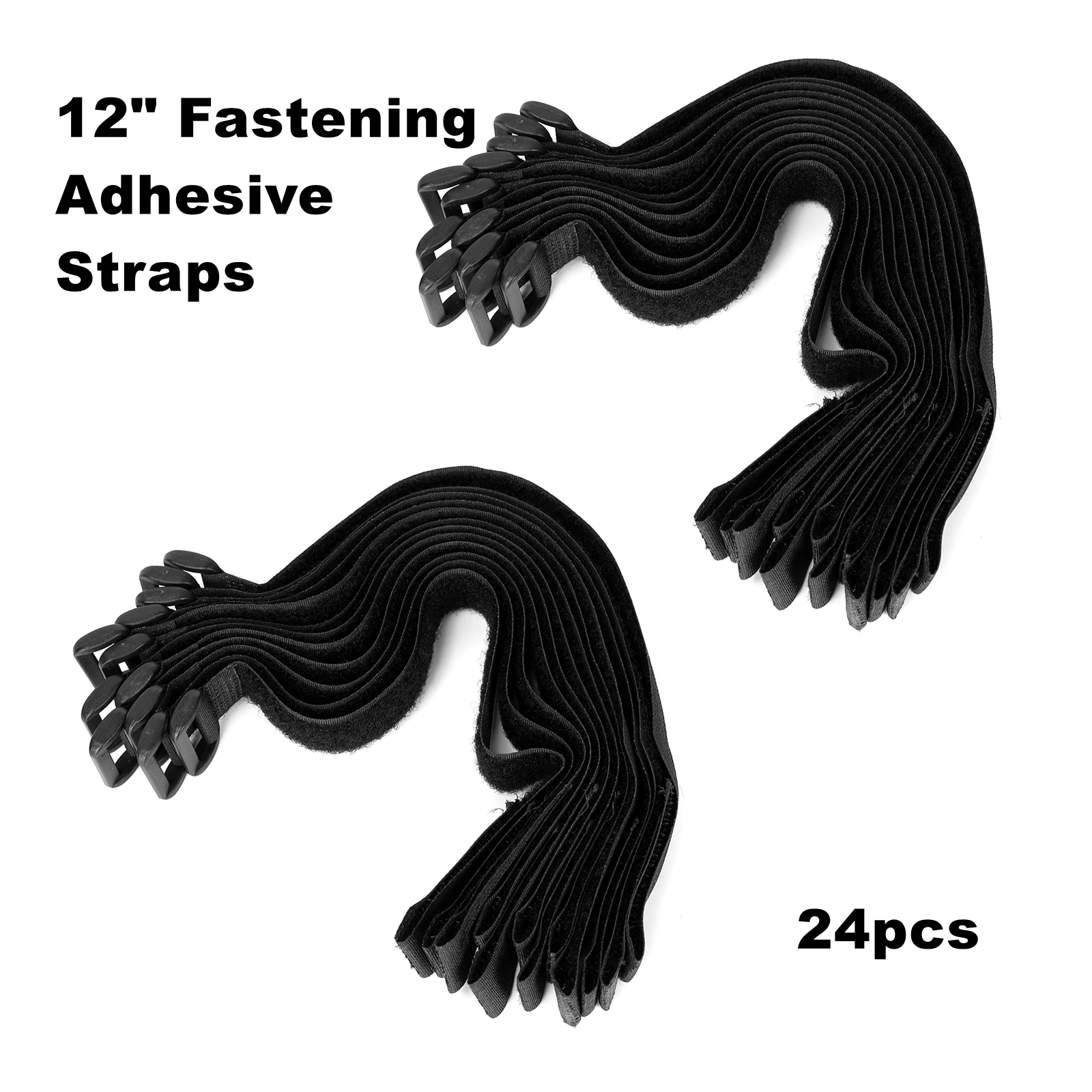 

24Pcs/Lot 12" Fastening Adhesive Straps With Buckle,Multi-Purpose Reusable,Adjustable Hook&Loop for Cable,Outdoor,Home,Storage