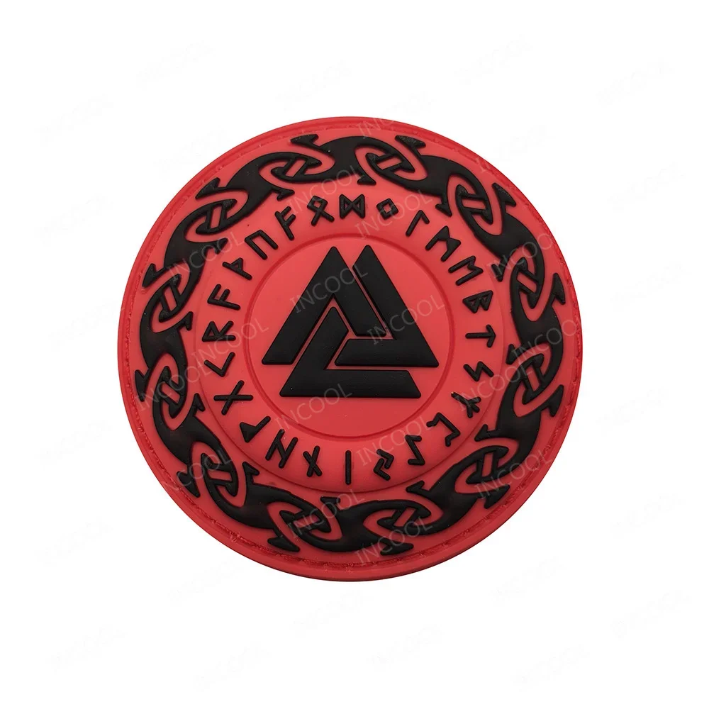Viking Wolf Valhalla Norse Rune Round Patch Northern Europe Compass 3D PVC Rubber Glow In Dark Patches Badge Appliques Hook Back