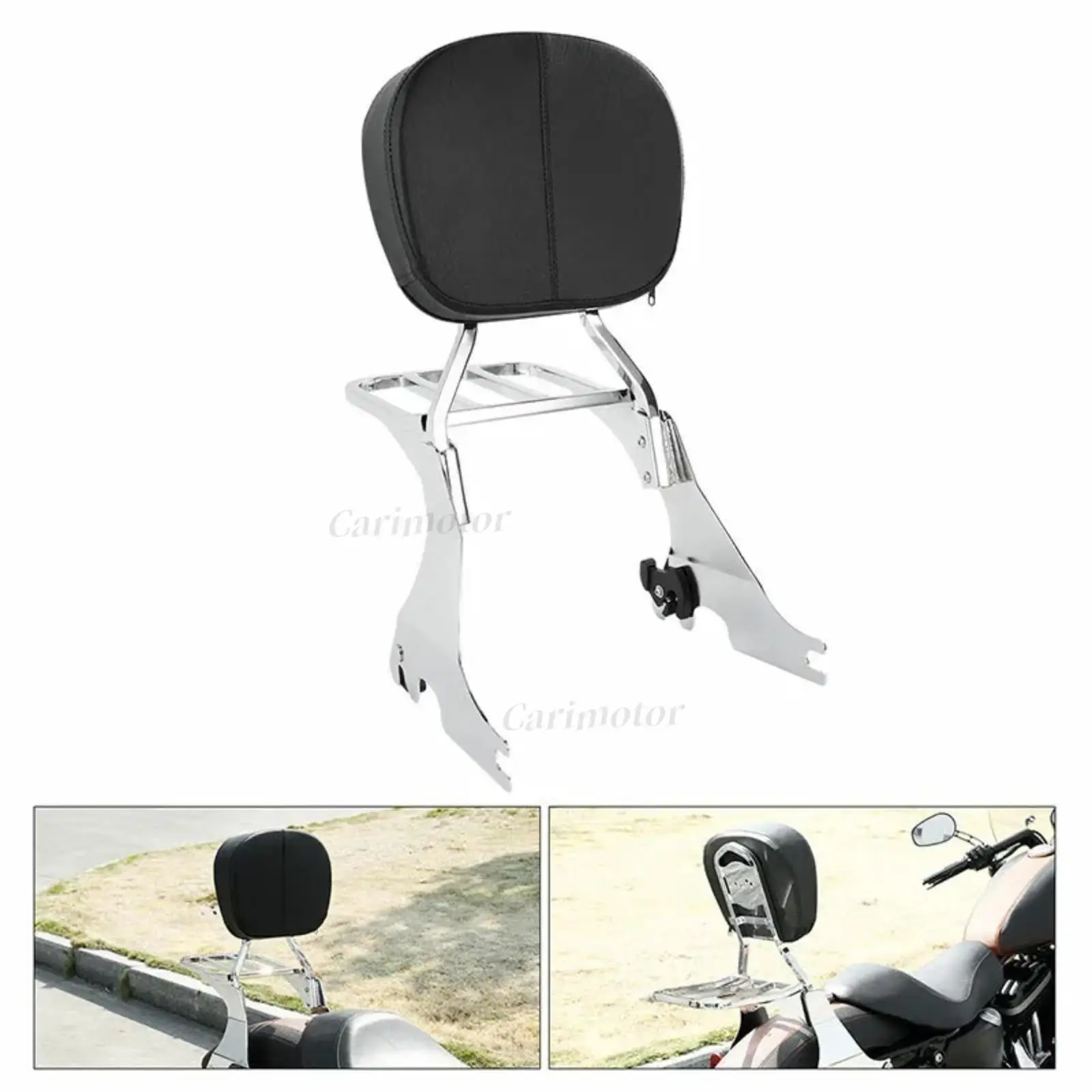 Low Sissy Bar Backrest Luggage Rack Fit For Harley Sportster XL 883 XL1200 04-22