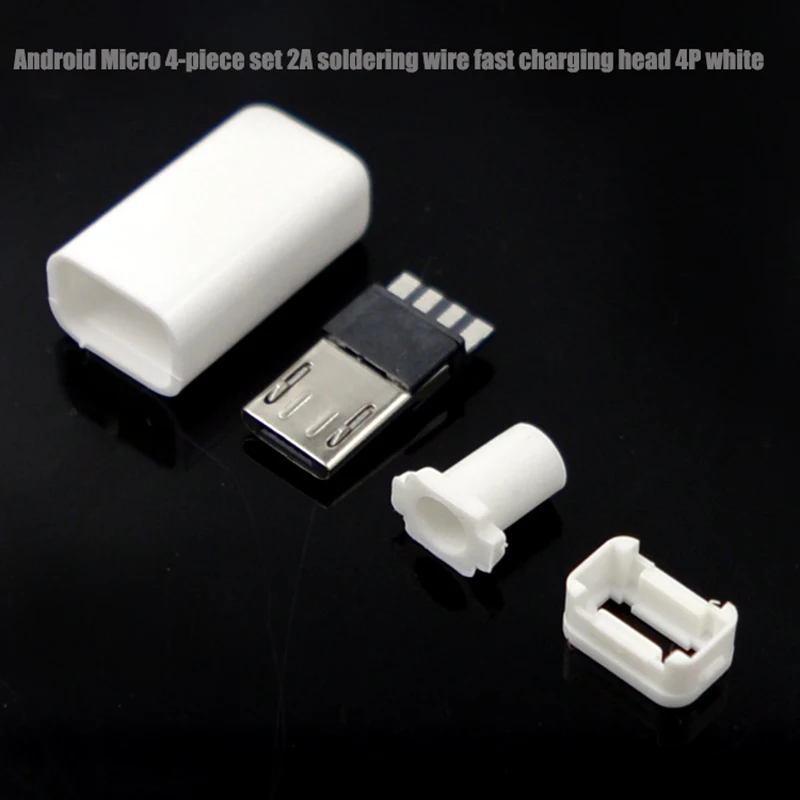 Android Micro Port Four Piece Set DIY Mobile Data Cable Charging Welding Plug Accessories 2A Welding Wire Fast Charging Head 4P