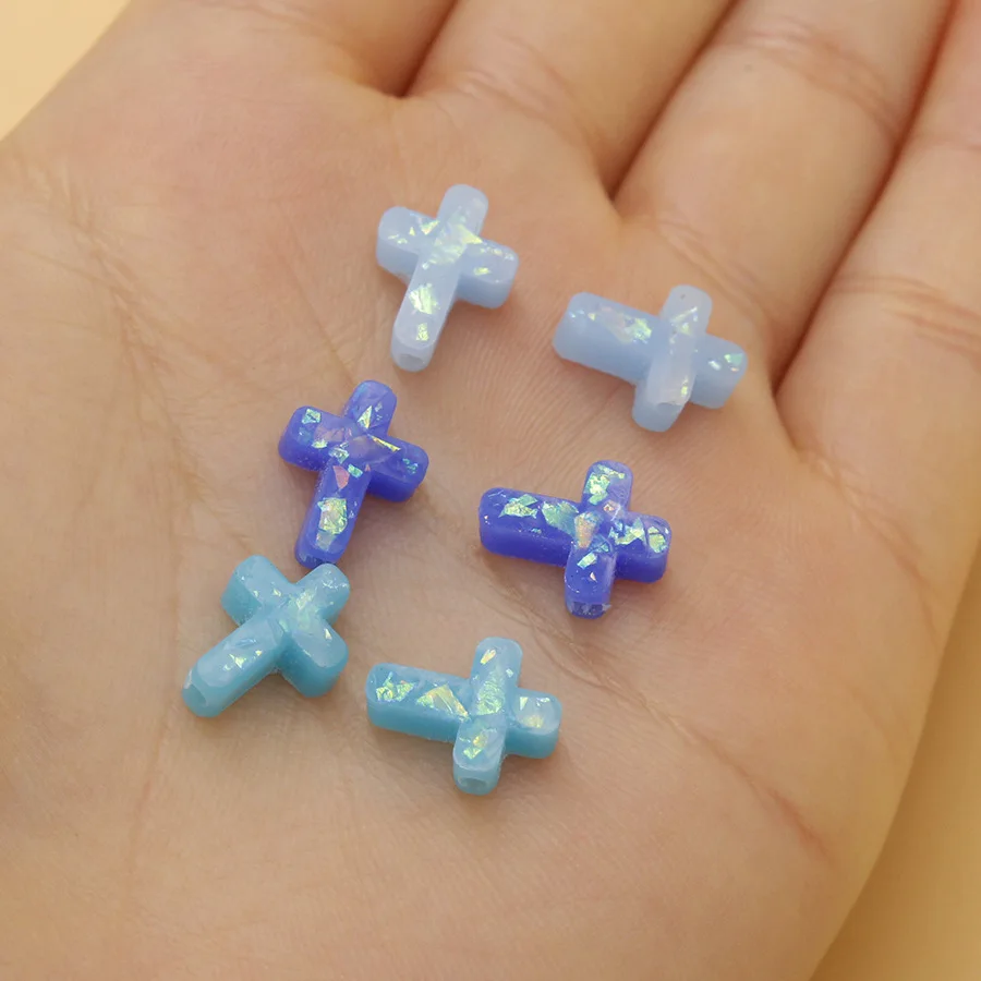 20Pcs/Lot  Cross Pendant For Women DIY Necklace Bracelet Making  Shape Opal Stone