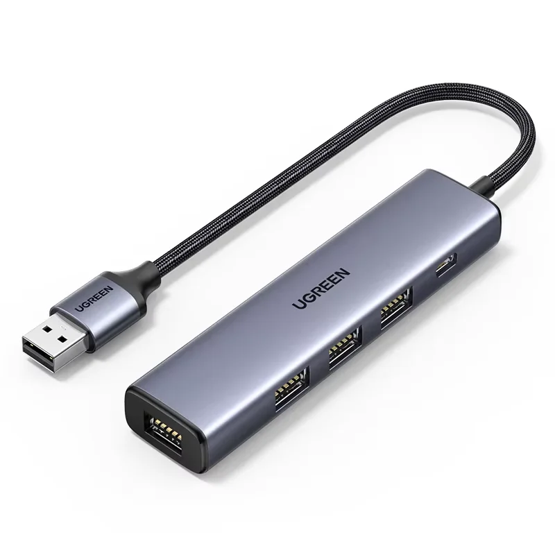 

UGREEN CM473 USB-хаб с 4 портами, USB 3.0, с питанием, 5 Гбит/с, быстрая передача данных, многопортовый USB-хаб для ноутбука