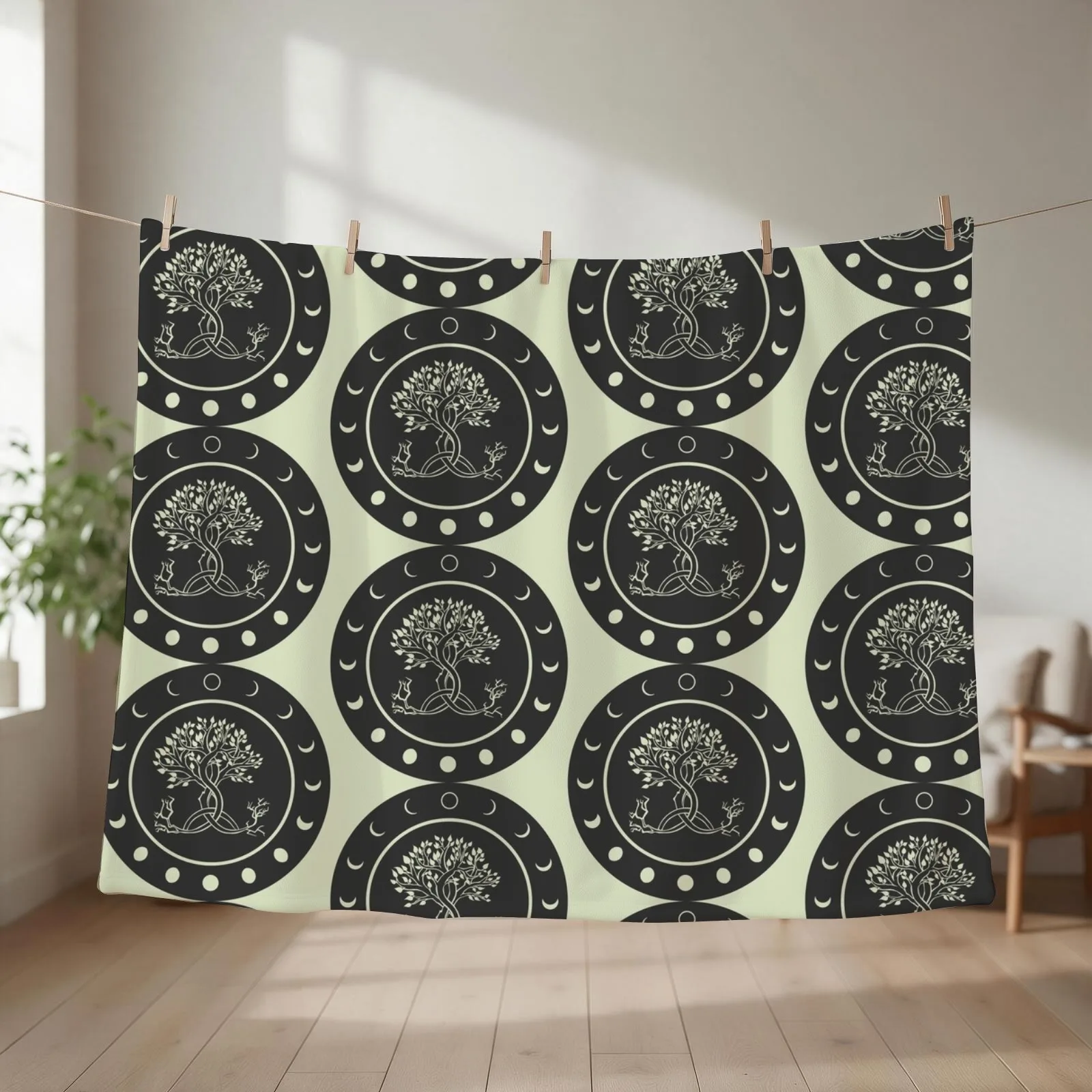 All Things By the Moon - Moon Phases Trinity Knot Magical Tree Throw Blanket
