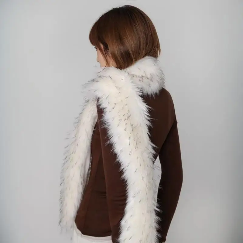 

Длинный шарф из искусственного меха, роскошная шаль, толстый пушистый меховой утеплитель для шеи, толстый женский утеплитель для шеи, глушитель для женщин