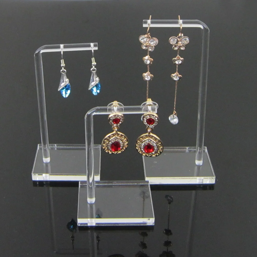 

3pcs Acrylic Earrings Display Transparent Organizer Rack For Jewelry Storage Showroom Use Earring Stand Ear Jewelries Elegant