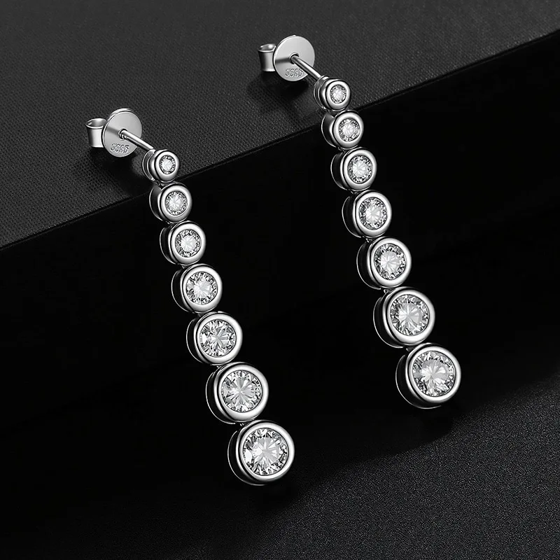 3.18cttw D Color Moissanite Diamond Bubble Tassel Earrings 925 Sterling Silver Fine Women Jewelry Dangle Earrings Birthday Gift