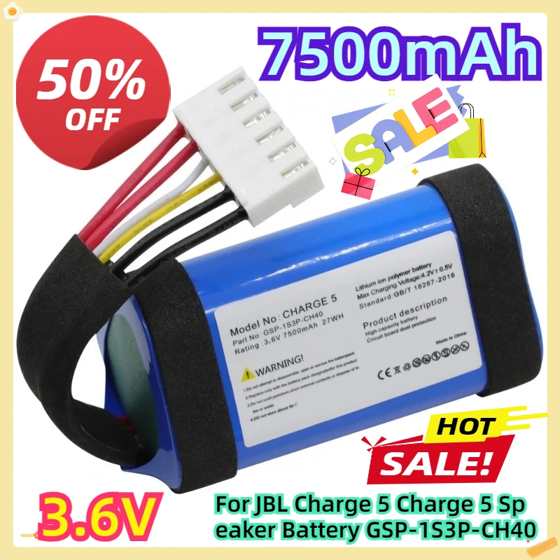 

For JBL Charge 5 Charge 5 Speaker Battery GSP-1S3P-CH40 7500mAh
