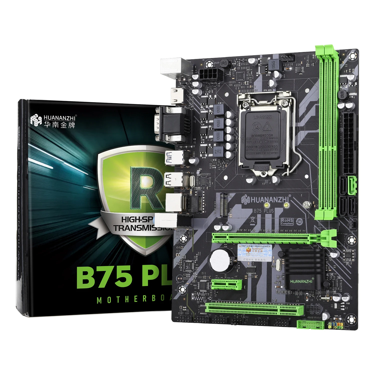 HUANANZHI B75 PLUS M.2 Motherboard M-ATX For Intel LGA 1155 i3 i5 i7 E3 DDR3 1333/1600MHz 16GB VGA HDMI-Compatible