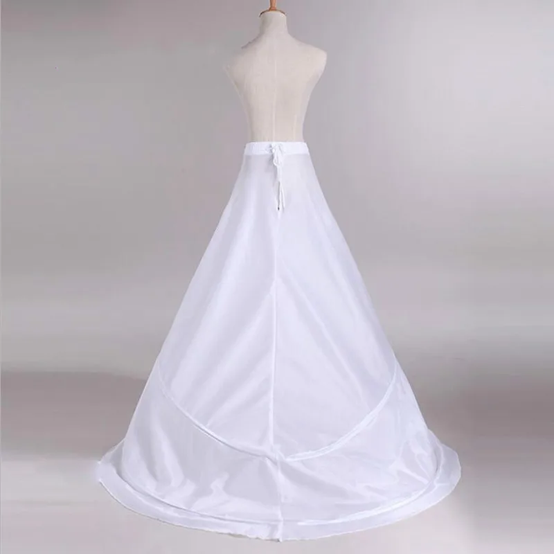 Enagua con Tren Blanco, 2 aros, debajo de la falda, crinolina para vestido Formal de novia, accesorios de boda baratos en Stock