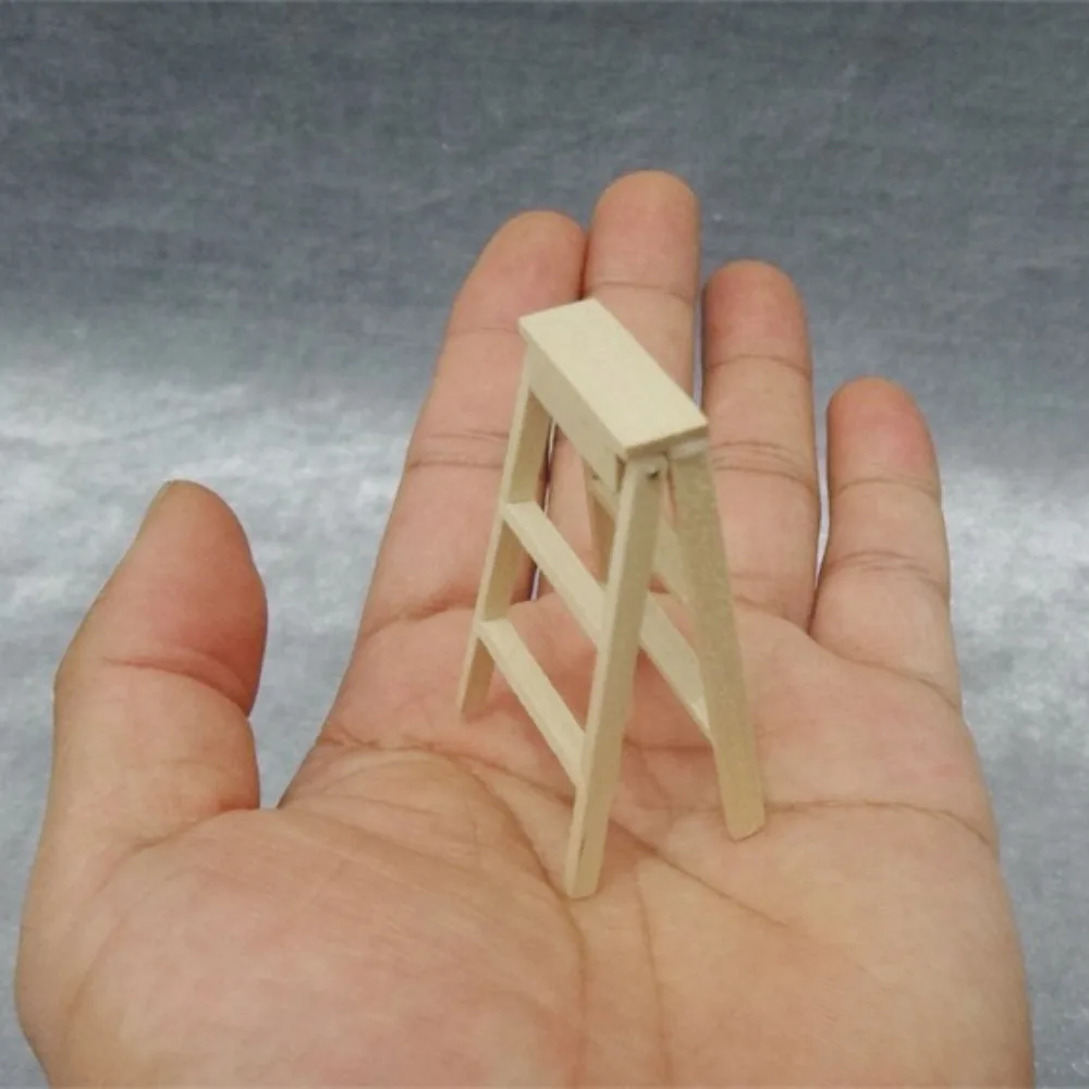 Modelo en miniatura, escalera de madera para casa de muñecas, casa de muñecas roja y blanca, Mini escalera, bonita casa de muñecas, estatuilla creativa DIY, juguetes para escaleras