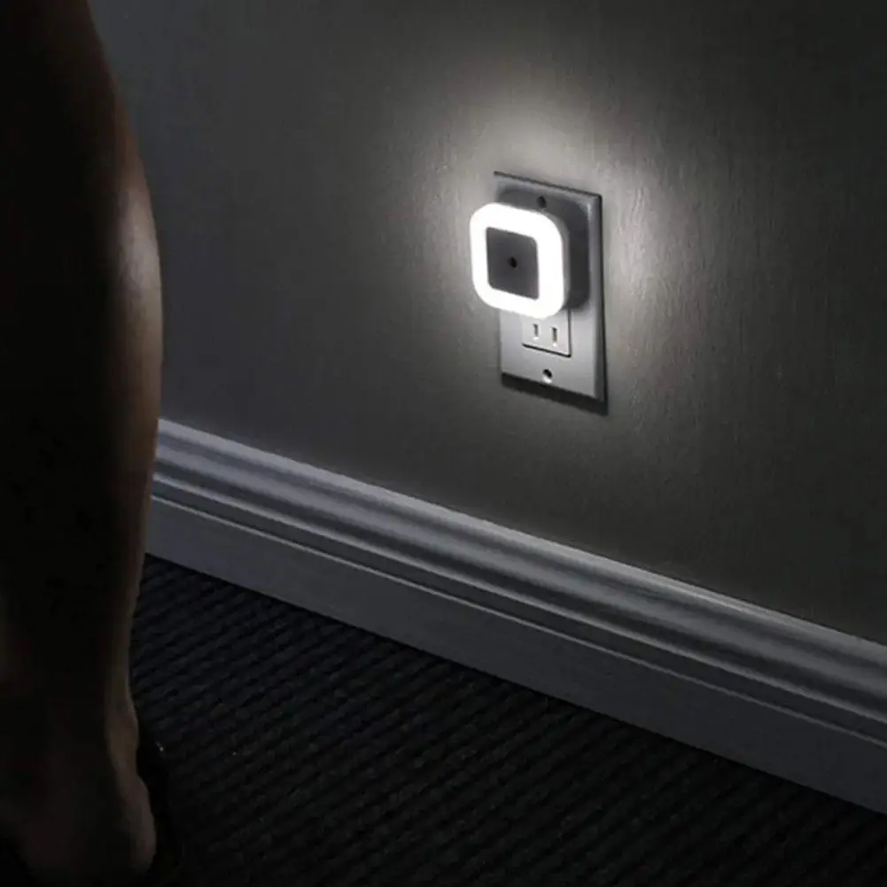 Wall Plug LED Night Light Smart Night Sensor Round Square Lamp For Bathroom Home Kitchen Hallway Staireway Bedroom Nightlight