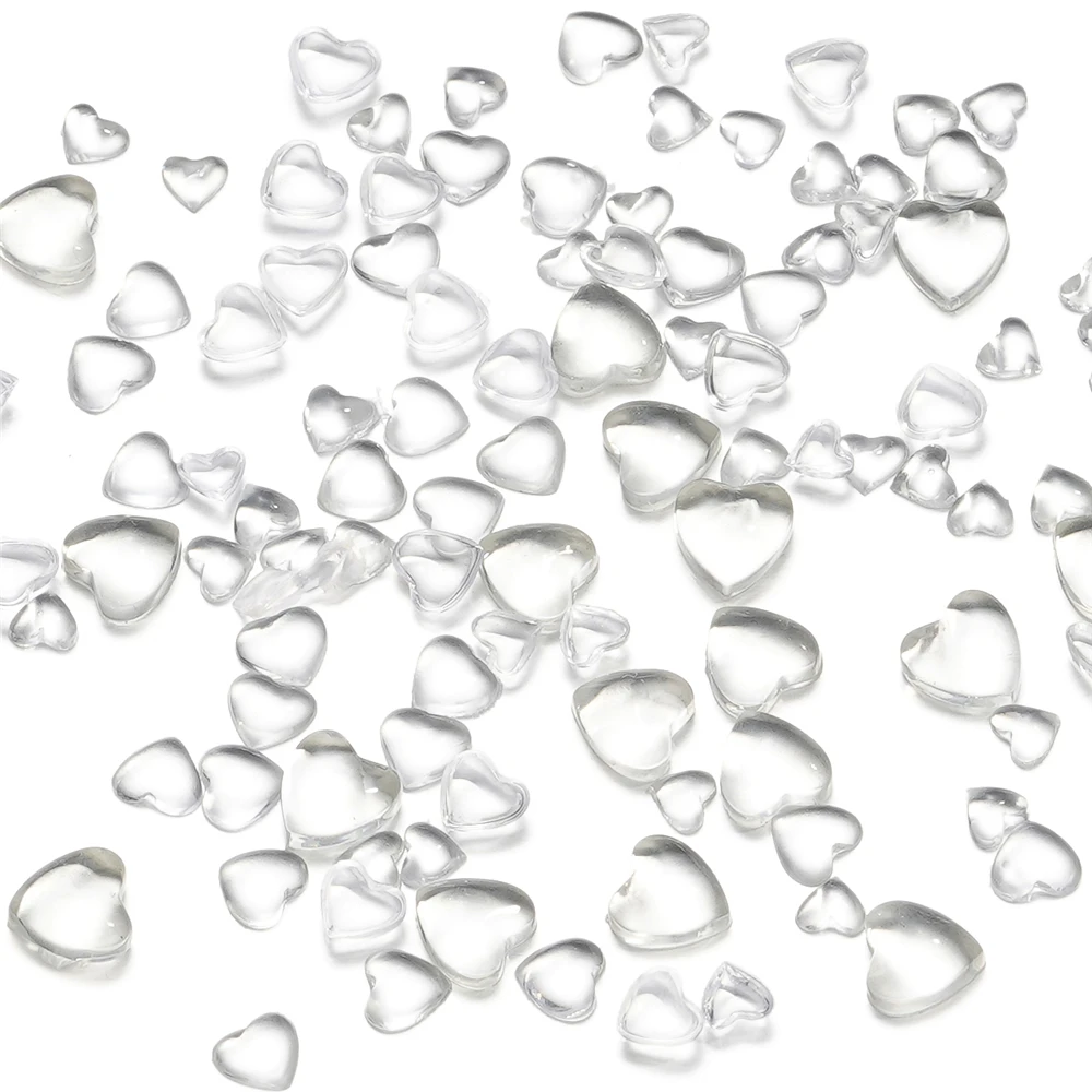 100pcs 3D Transparent Love Heart Charms For Nail Art Decoration Clear Resin Nail Charms Rhinestone DIY Jewelry Making