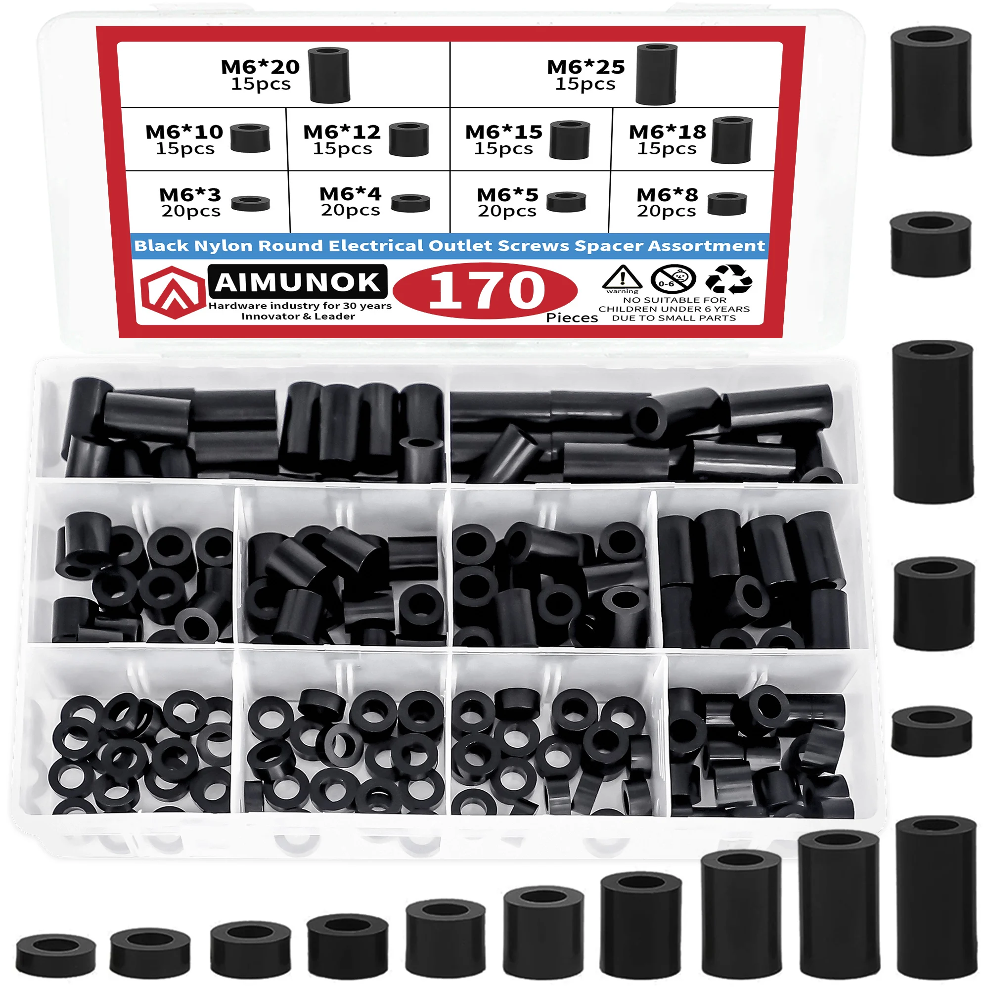 🔩-aimunok-170pcs-espacadores-isolantes-de-nylon-abs-m6-3-25mm--anti-corrosao--anti-short--caixa-plastica
