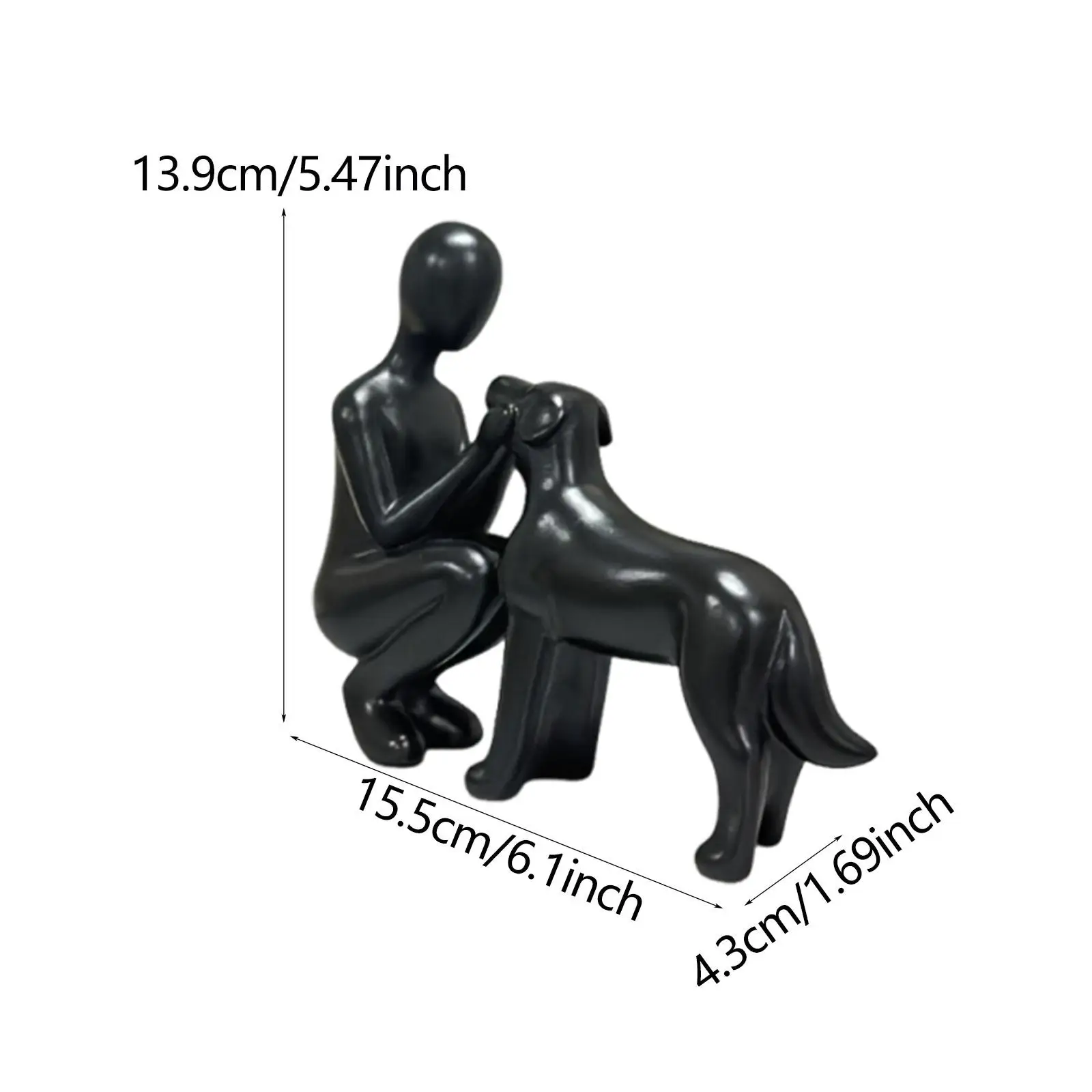 Human with Dog Statue Ornament Family Memorial Gift Emotional Bond Figurine