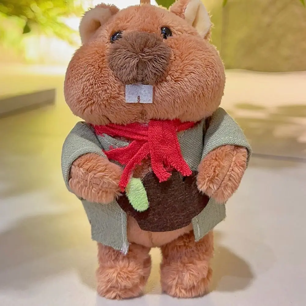 Cartoon Design Groundhog Plush Keychain Stuffed Doll Soft Texture Groundhog Backpack Doll Kawaii Lovely Plush Bag Pendant