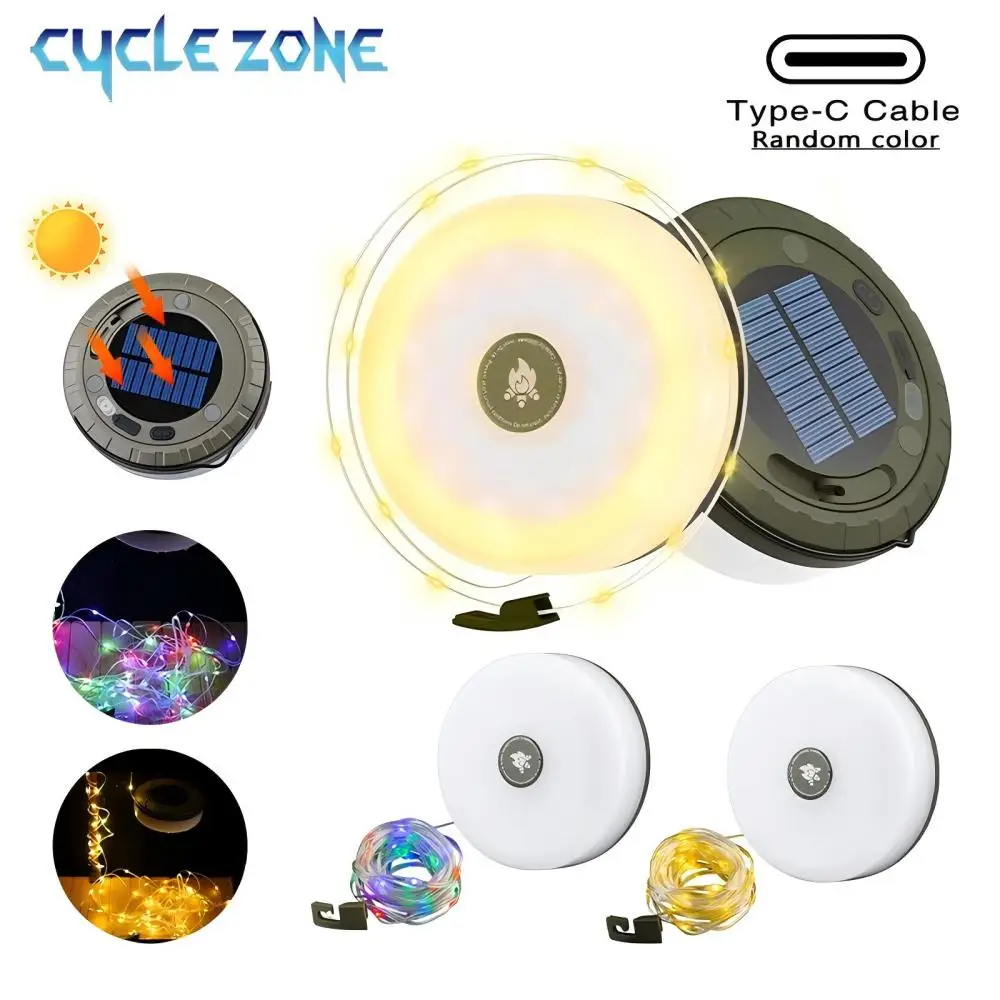 

Солнечные фонари, уличный светильник для кемпинга с выдвижными гирляндами 10 м, светильник для палатки, RGB атмосферная лампа, светодиодный портативный фонарик