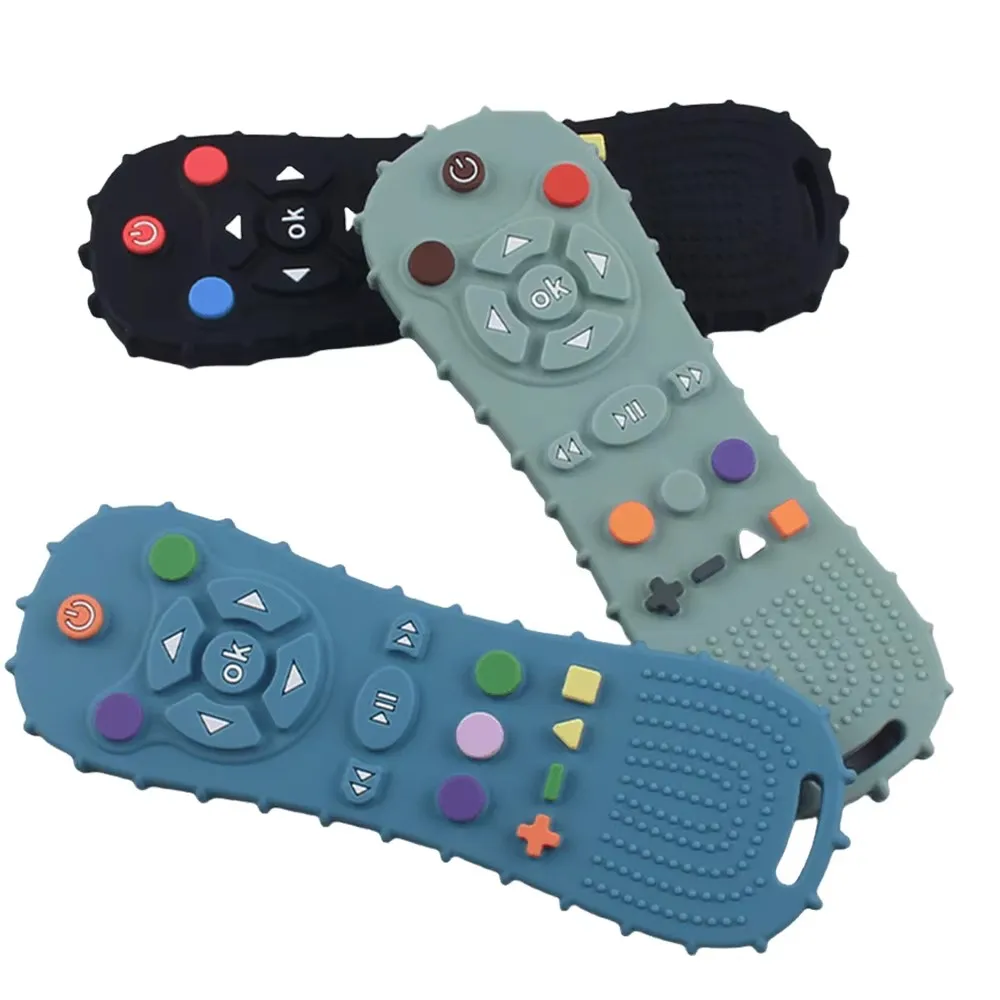 1/2/3 قطعة ألعاب من السيليكون على شكل جهاز تحكم عن بعد مناسبة للأولاد والبنات من عمر 6 إلى 36 شهرًا هدية تسنين للأطفال فقط